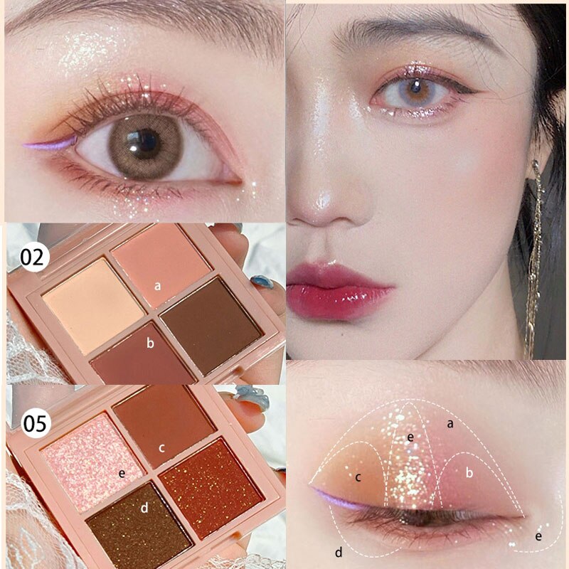 Bảng phấn mắt 4 màu ánh kim chống thấm nước