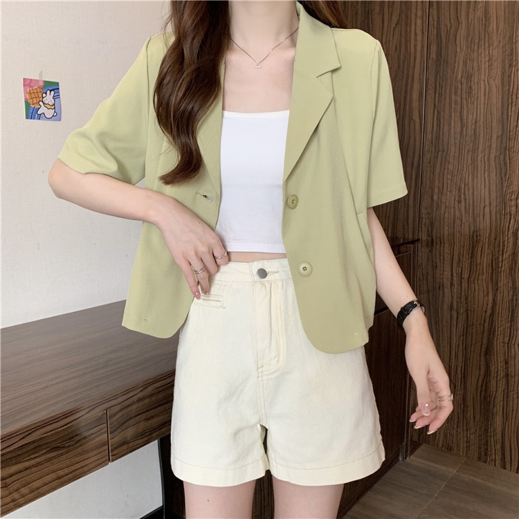 Áo blazer nữ tay ngắn 2022, áo khoác blazer nữ hàn quốc màu be, hồng, xanh, trắng, chất đẹp