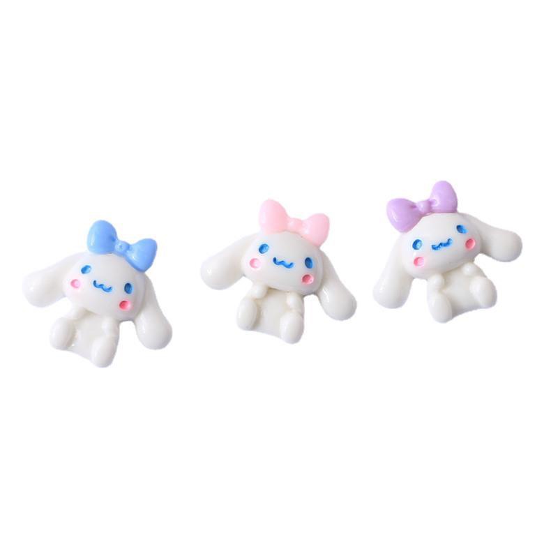 Charm (C467) slime/ Dụng Cụ Charm Trang Trí [Ko Keo &amp; Nút] Bé Thỏ Trắng Đeo Nơ (2.4x2cm)