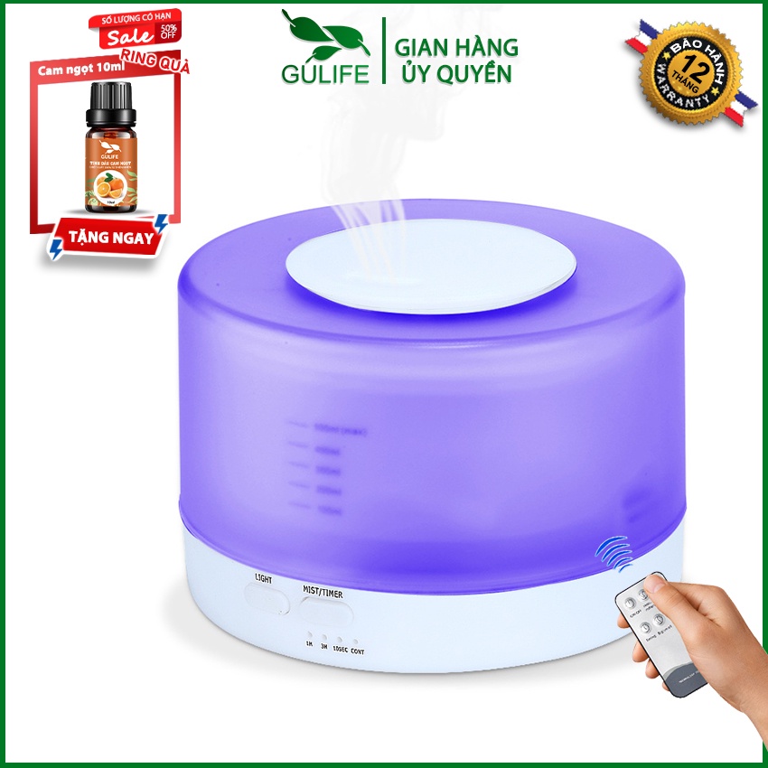 ✅ Máy Xông Tinh Dầu ✅ Máy khuếch tán tinh dầu, Phun Sương Tạo Độ Ẩm Trụ Trong GULIFE Có Remote Dung Tích 500ml