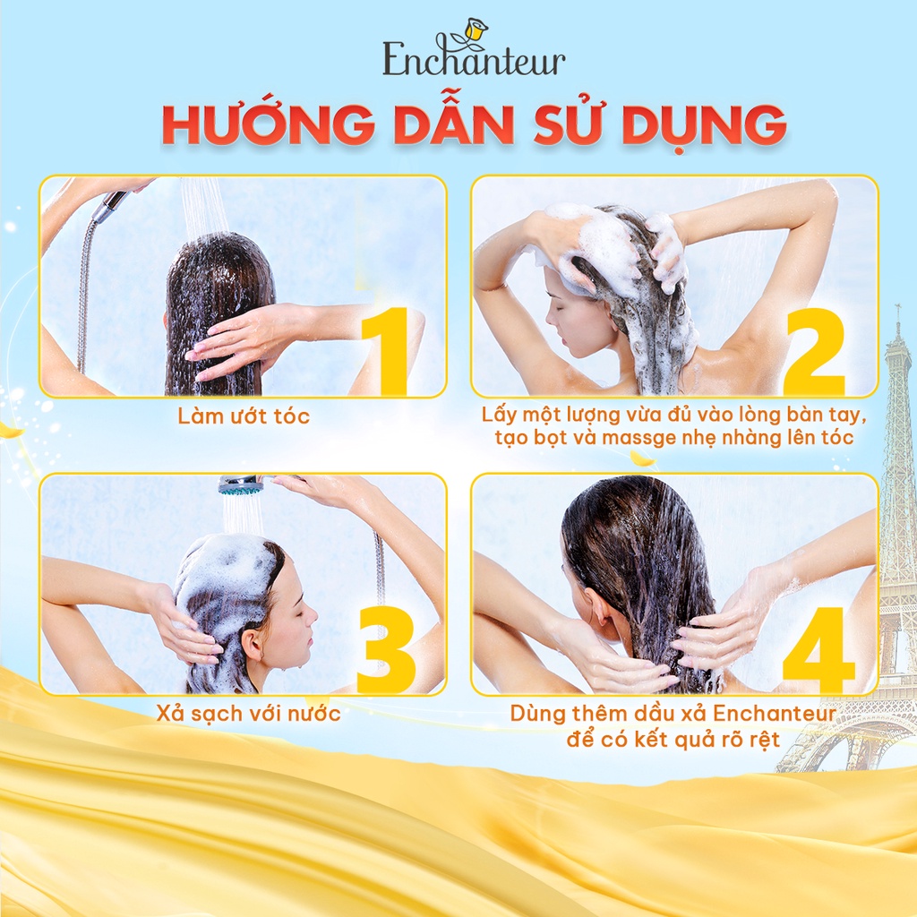 Combo 03 dầu gội dưỡng tóc siêu mượt Enchanteur Charming 650g