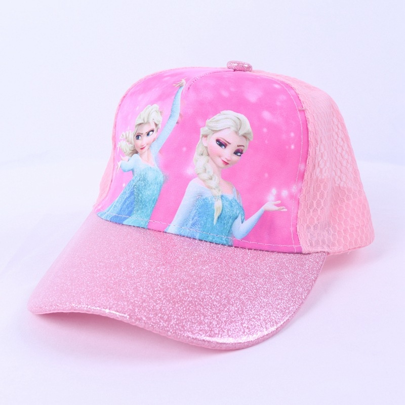 SUGE Công chúa băng giá Elsa Mũ cô gái đáng yêu Phim hoạt hình cho trẻ em Mũ bóng chày cho trẻ em Mũ chống nắng Hip Hop Mũ hoạt hình Sequins