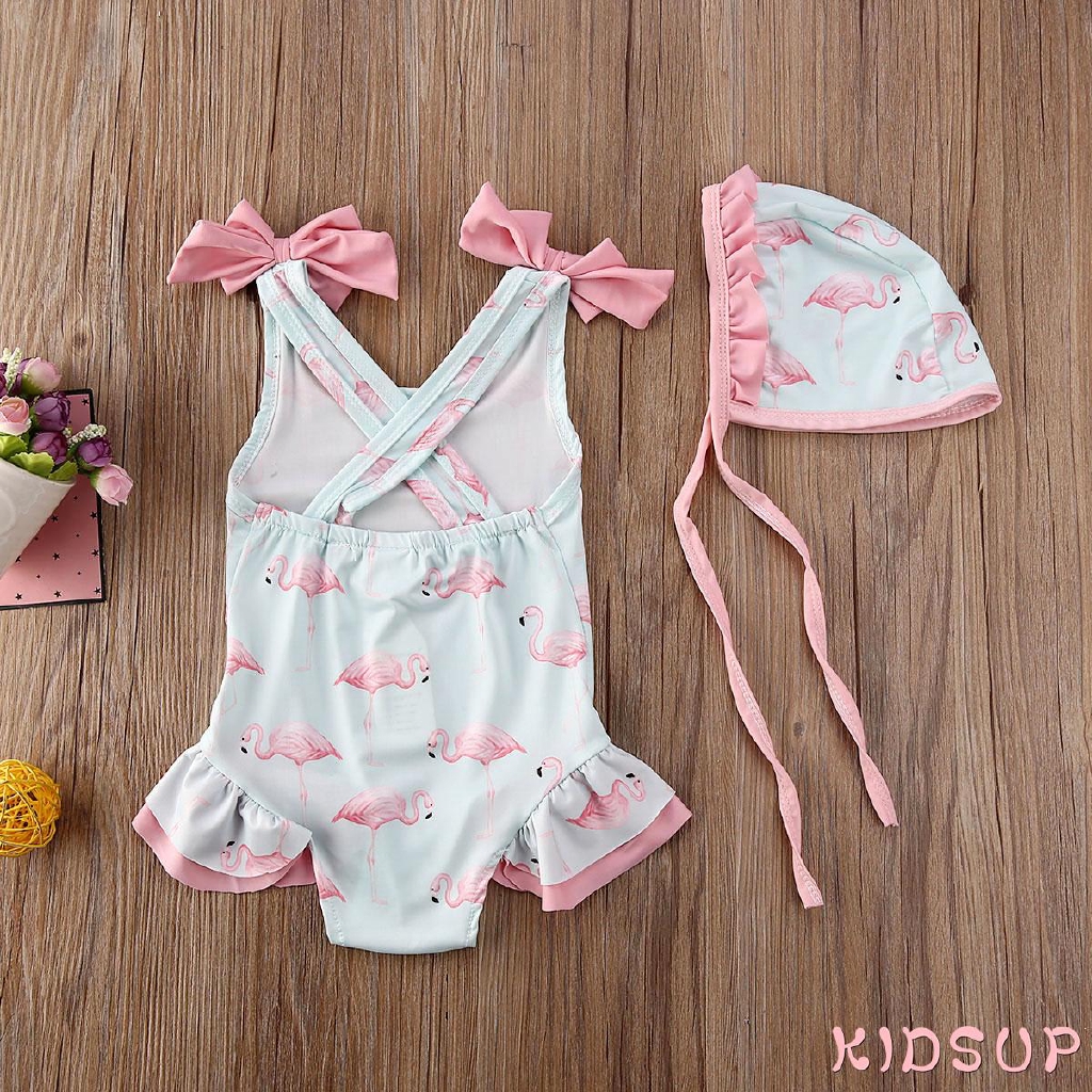 Set đồ bơi bikini hình thiên nga / hồng hạc cho bé gái