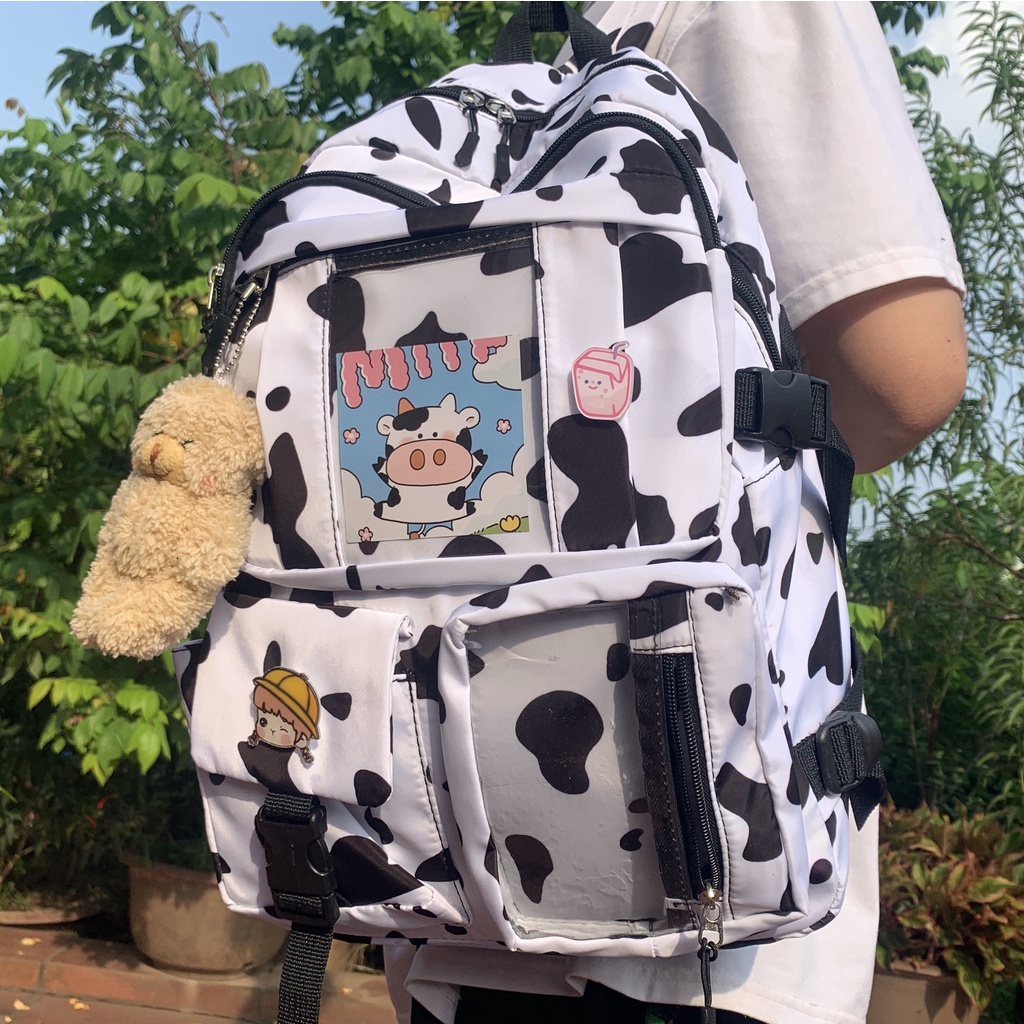 Balo đi học thời trang ULZZANG chống nước nhiều ngăn đựng laptop, đi chơi, du lịch tặng kèm gấu và sticker ngẫu nhiên