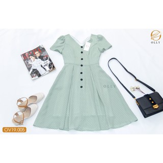 Đầm chấm bi tay lỡ OLLY_OV19.005