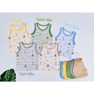 Bộ Ba Lỗ Cho Bé Trai KIMCHI Vải Thun Lạnh Họa Tiết Kẻ Ngang Quần Đùi Sọc Dễ Thương, Áo Ba Lỗ Bé Trai KW2103
