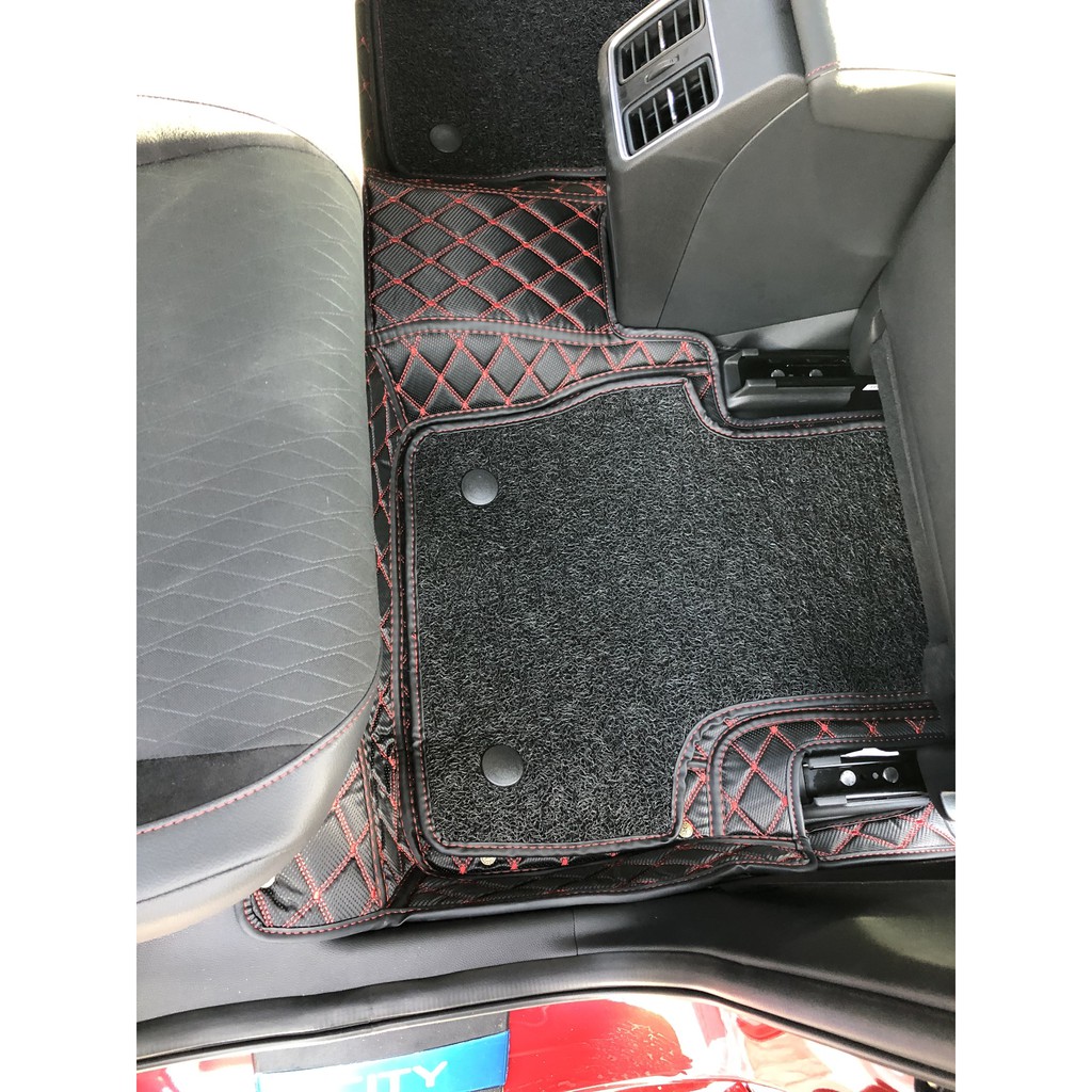 Thảm lót sàn ô tô 5d 6D cho Honda City 2015- 2021 da pu ô vuông cao cấp