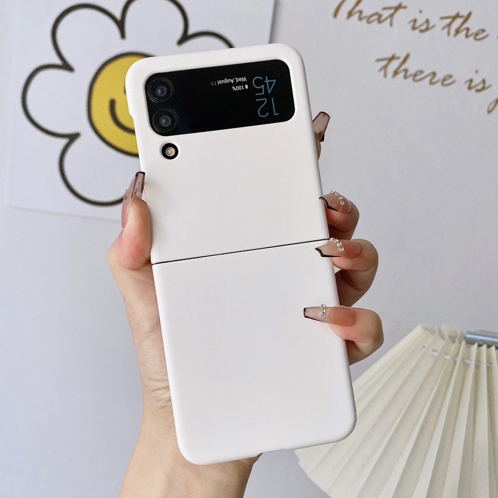 Ốp Điện Thoại Màu Kẹo Trơn Bóng 2 Trong 1 Cho Samsung Galaxy Z Flip 5 4 3