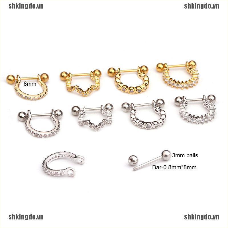 1 Khuyên Vành Tai Hình Chữ U Đính Đá Thời Trang