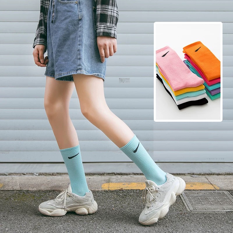 Vớ Thể Thao Cổ Cao Màu Sắc Kẹo Ngọt Phong Cách Hàn Quốc Dành Cho Cặp Đôi