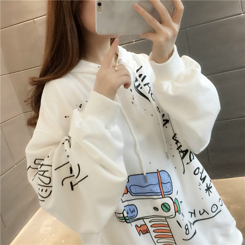 [ẢNH THẬT] Áo Nỉ HOODIE NỮ CHẤT NỈ NGOẠI From Rộng In Họa Tiết