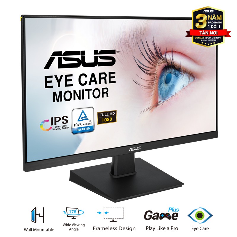 Màn hình ASUS VA24EHE (23.8 inch/FHD/IPS/250cd/m²/HDMI+D-Sub+DVI-D/75Hz) - Hàng Chính Hãng