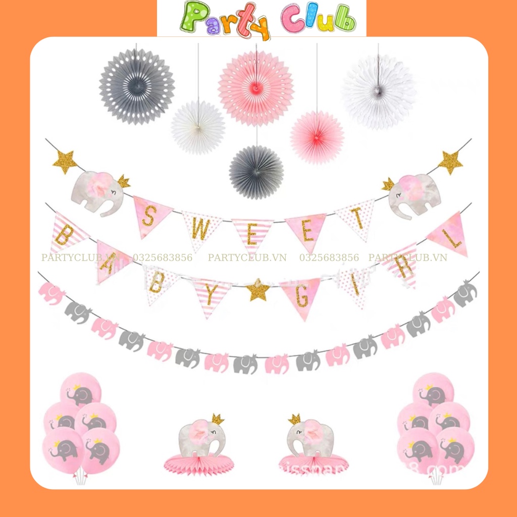 Set bong bóng bay trang trí sinh nhật cho bé mẫu con voi