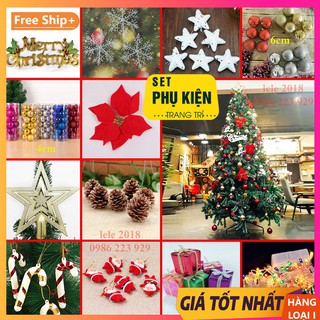 (Gói tiết kiệm) Set 90 phụ kiện trang trí cây thông noel giáng sinh đa dạng nhiều màu sắc