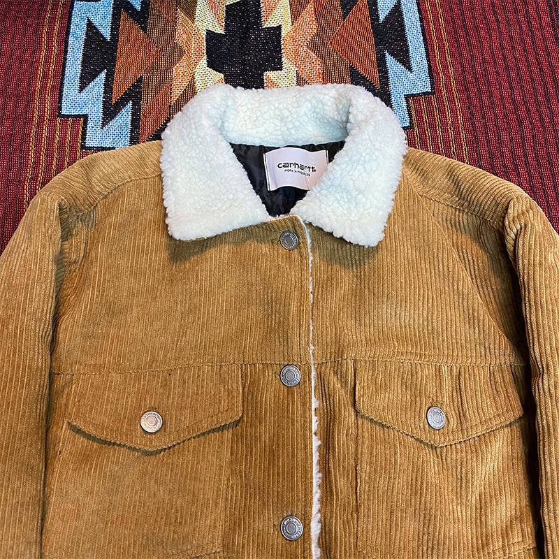 O7AO Carhartt Carhart thickened jacket cotton-padded coat corduroy lamb fleece coat couple loose retro men's and women's 2021