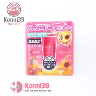 Bộ dầu gội và xả Clear của Nhật tặng kèm tuýp dưỡng ( set màu hồng )- Hàng Nội Địa Nhật, loại màu hồng giúp dưỡng ẩm cho