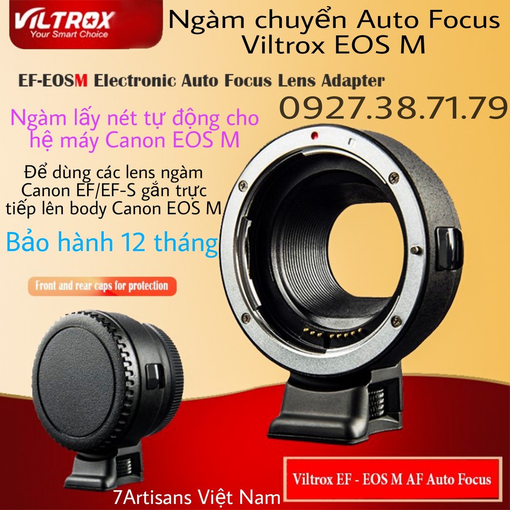 (CÓ SẴN) Ngàm chuyển AF  Auto Focus Viltrox EF-EOS M Cho Canon EOS M - Hàng New 100% - Chính Hãng - Bảo Hành 12 Tháng