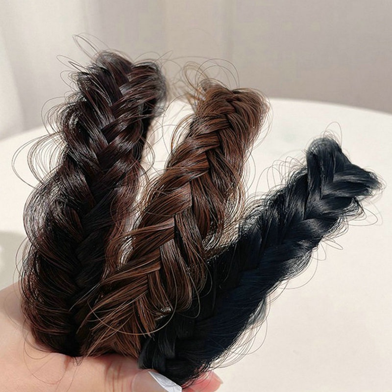 Băng Đô Dạng Tóc Giả Thắt Bím Co Giãn Chống Trượt Thời Trang Cho Nữ