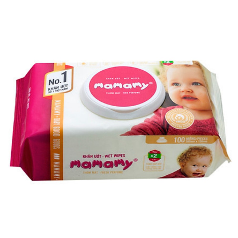 Mamamy Khăn Ướt Mamamy 100 Tờ Có Nắp, Có Mùi