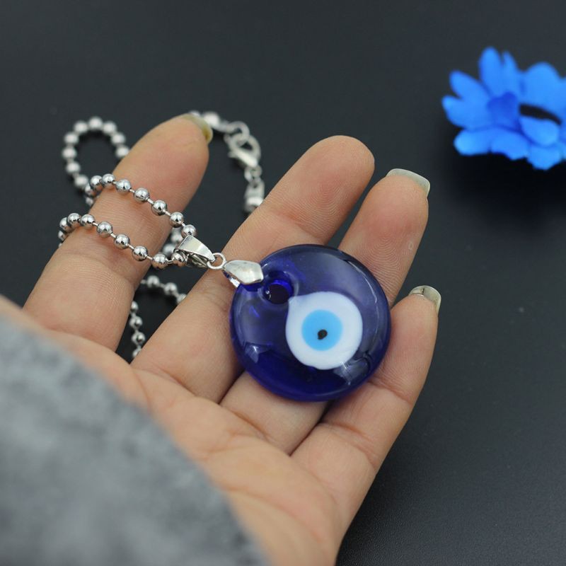 Dây Chuyền Mặt Thủy Tinh Hình Đôi Mắt Xanh Độc Đáo