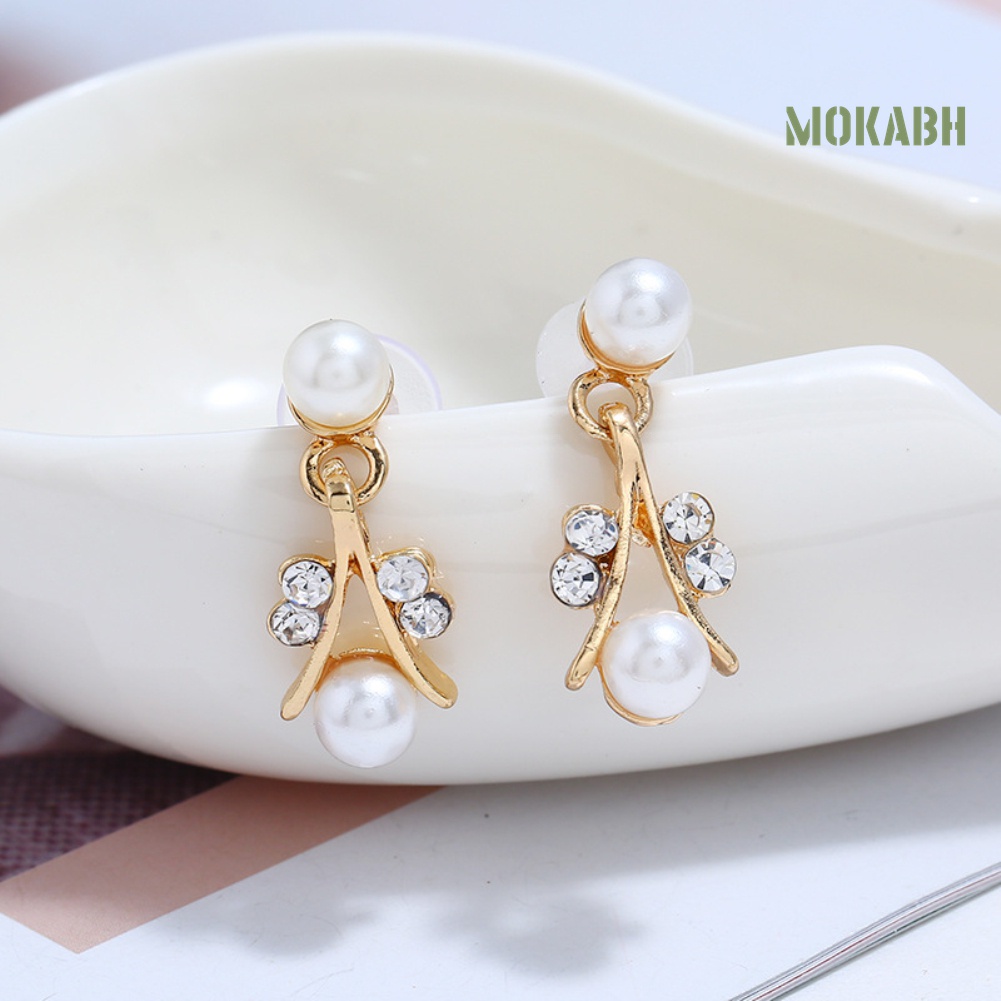 Bộ Trang Sức Đính Ngọc Trai Nhân Tạo Thanh Lịch Dành Cho Nữ