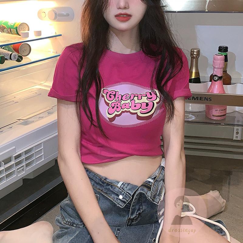 Áo Thun Ngắn Tay Cổ Tròn Thời Trang Mùa Hè Cho Nữ