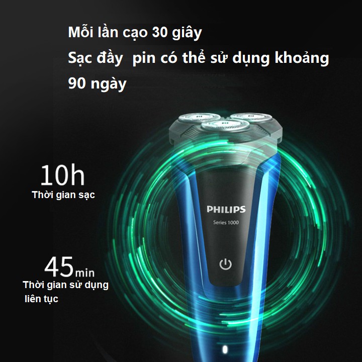 [ BẢO HÀNH 24 THÁNG] Máy cạo râu khô và ướt cao cấp Philips S1050 3 lưỡi cạo