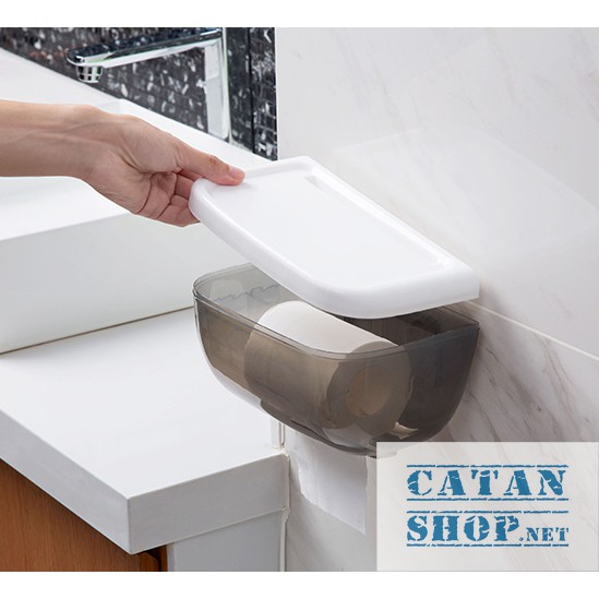 Hộp đựng khăn, giấy vệ sinh bằng nhựa ngăn bắn nước, hộp giấy vệ sinh dán tường siêu chắc chắn, tiện lợi GD284-HGVSDGian