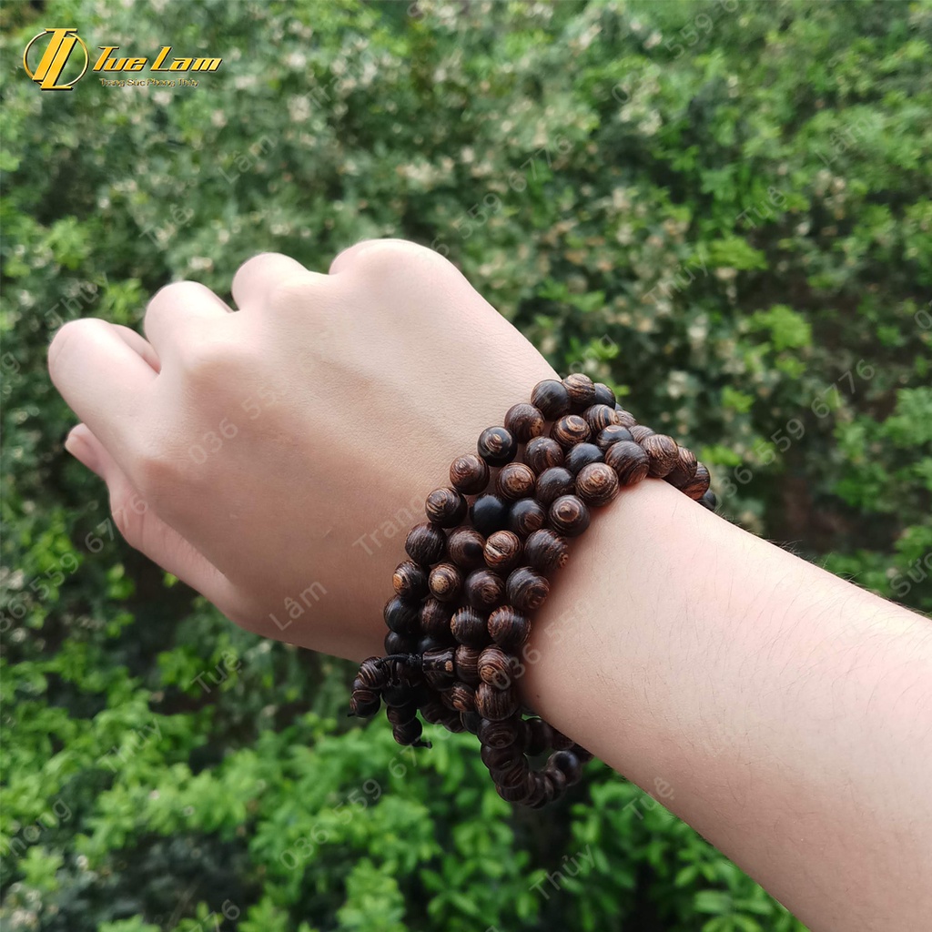 Vòng Chuỗi Trầm Hương Tràng Hạt 108 Hạt Gỗ Trầm Sánh Chìm Mùi Thơm Dịu Nhẹ - Tuệ Lâm