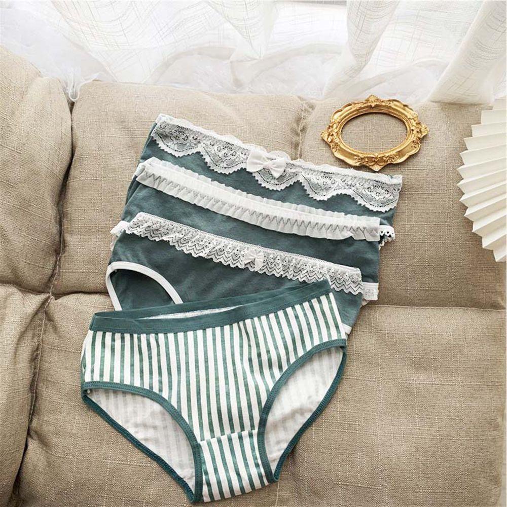 OCEANMAP Quần Lót Cotton Mềm Mại Lưng Thấp In Họa Tiết Caro Ngọt Ngào Cho Nữ