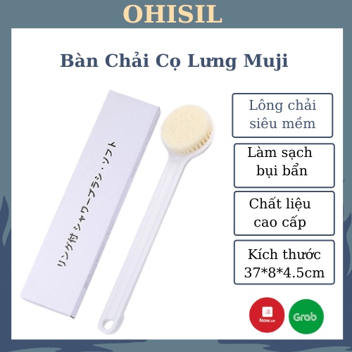 Cọ Lưng Bông Tắm Muji OHISIL Thiết Kế Sợi Lông Mềm Mịn Làm Sạch Tế Bào Chết Ở Lưng