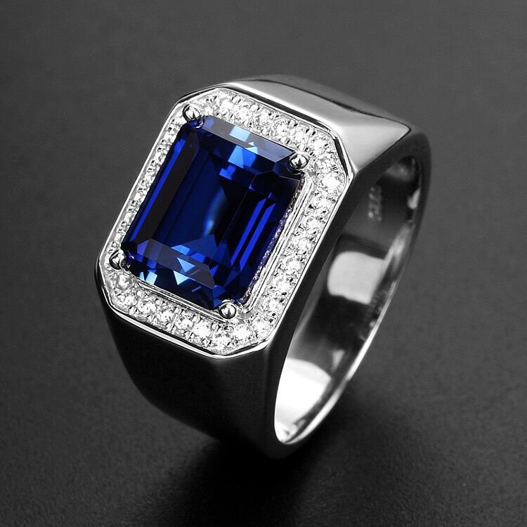 Nhẫn Hở Mạ Vàng Trắng Đính Đá Sapphire Giả