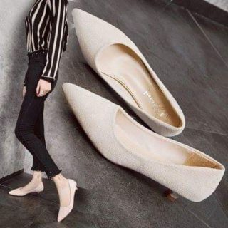 Giày Da lộn mũi nhọn gót 3cm-ORDER