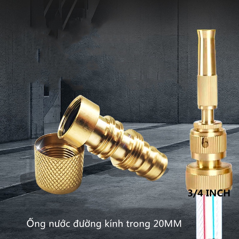 Combo 3 Đầu vòi xịt tăng áp phun nước rửa xe,tưới cây, có thể nối nhanh súng phun, dây nước 3/4Inch(DN20mm)