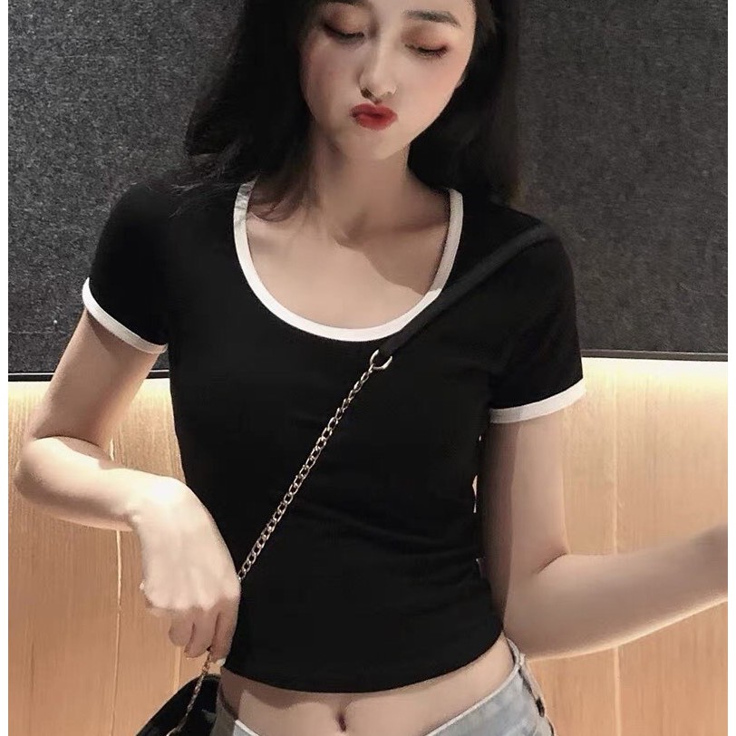 Áo Croptop Nữ ⚡FREESHIP⚡ Áo croptop form ôm Chất Cotton Kiểu Ôm Vải Co Dãn 2 màu dễ mặc