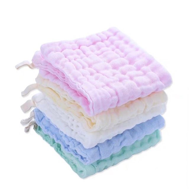 Sét 5 khăn sữa sợi tre nền mầu 6 lớp siêu mềm cho bé