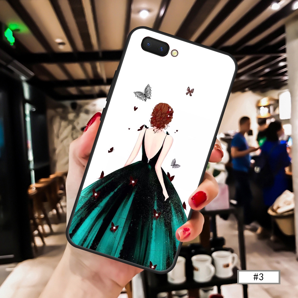 Ốp điện thoại dẻo hình cô gái mặc đầm cho OPPO A9 A5 2020 A39 A71 A37 K3 F3 F3 Plus RealmeX Realme3 Realme2 Pro