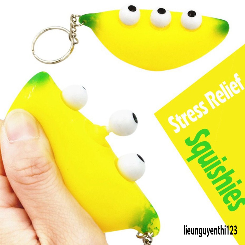 Móc khoá squishy gudetama quả chuối bóp ra mặt cười ngộ nghĩnh-bóp ra mắt trố-Móc khóa hình trái chuối siêu đẹp