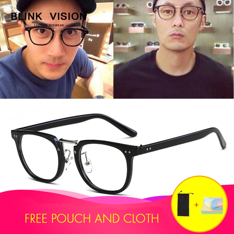 Kính Thời Trang Acetate Chất Lượng Cao Phong Cách Retro Hàn Quốc Cận Thị Nam Nữ Tròng Kính Plano Khung Kính Vuông Có Thể Thêm Tròng Kính Photochromic Chống Bức Xạ