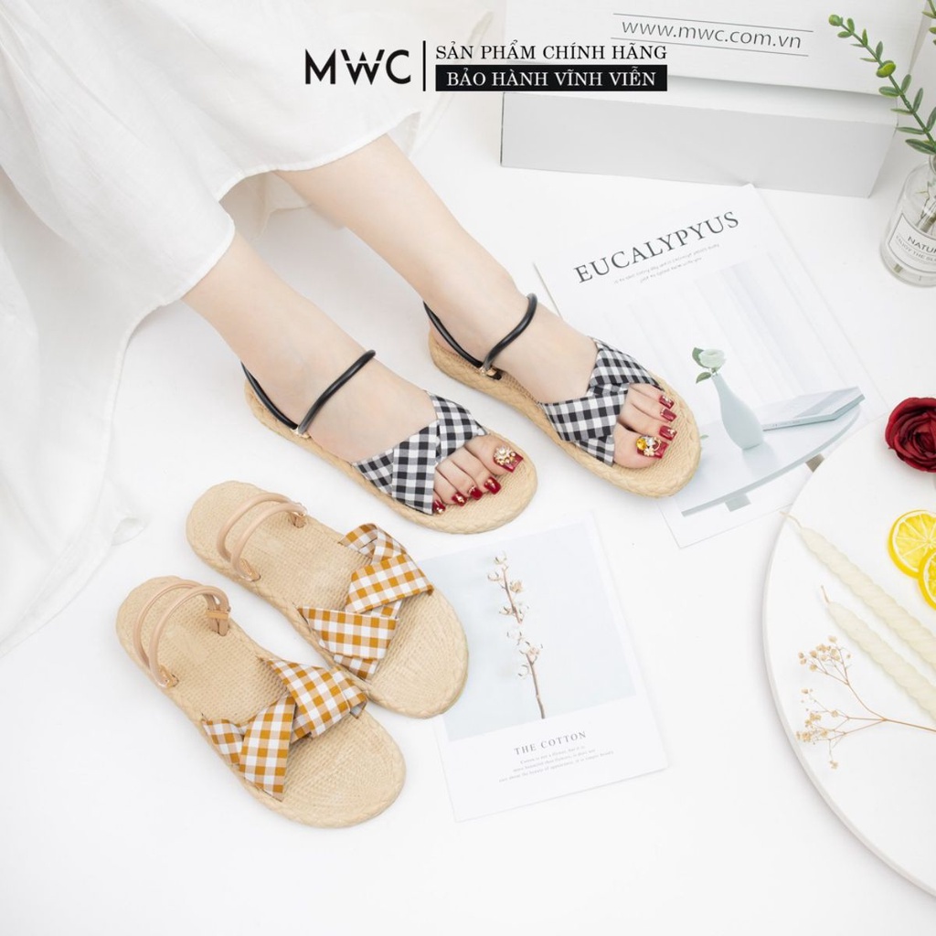 Giày Sandal Nữ MWC Đế Cao Su Quai Ngang Thắt Nơ NUSD- 2785