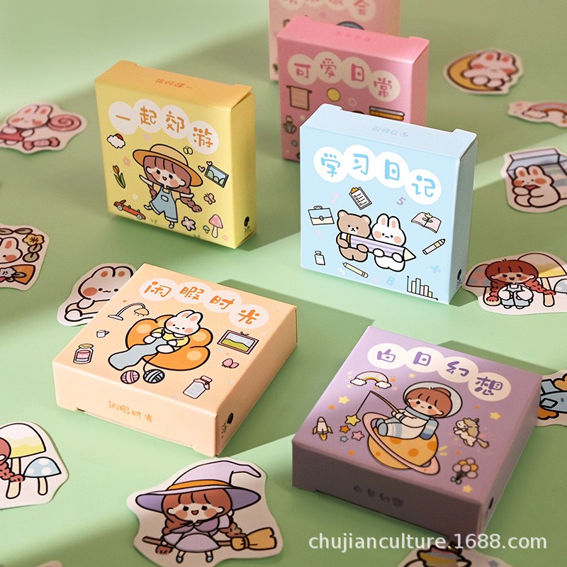 Hộp 50 Sticker rời, hộp nhỏ xinh xỉu - shopliam