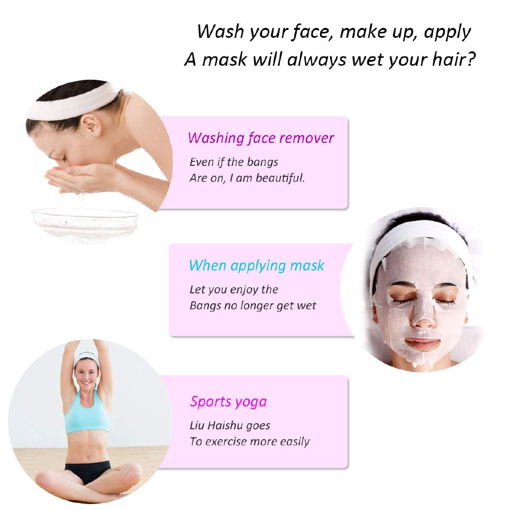 Băng Đô Thun Co Giãn Để Rửa Mặt Trang Điểm Trang Điểm Tập yoga Và Mặt spa