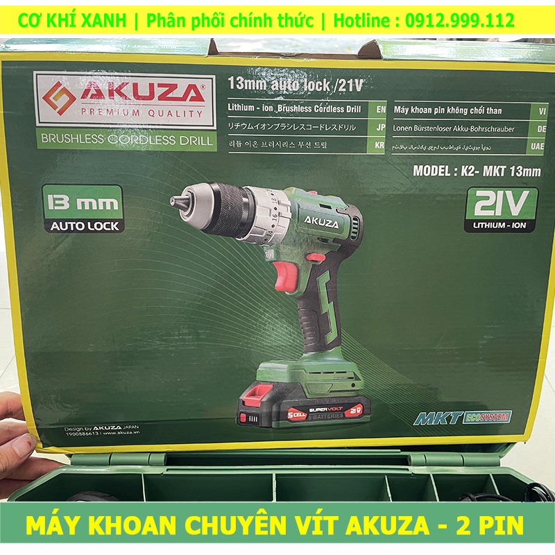Máy khoan vít đầu 13mm AKUZA-K2 | Siêu Nhỏ Gọn Lực Siết Lớn 55Nm