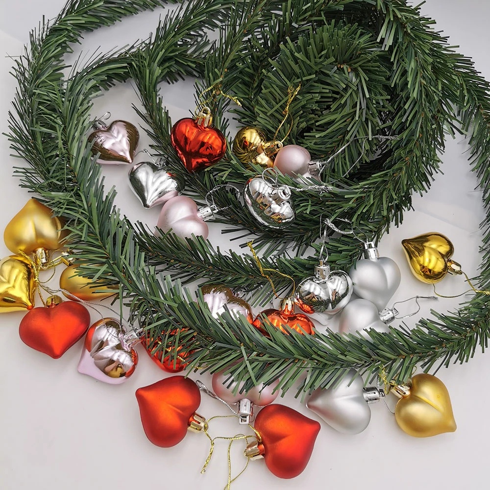 Bộ 12 trái tim trang trí cây thông Noel chất lượng cao