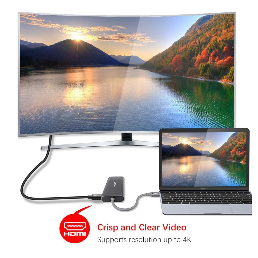 CÁP TYPE-C -&gt; 2 USB 3.0 + HDMI + LAN + SD LENOVO (C109GY)