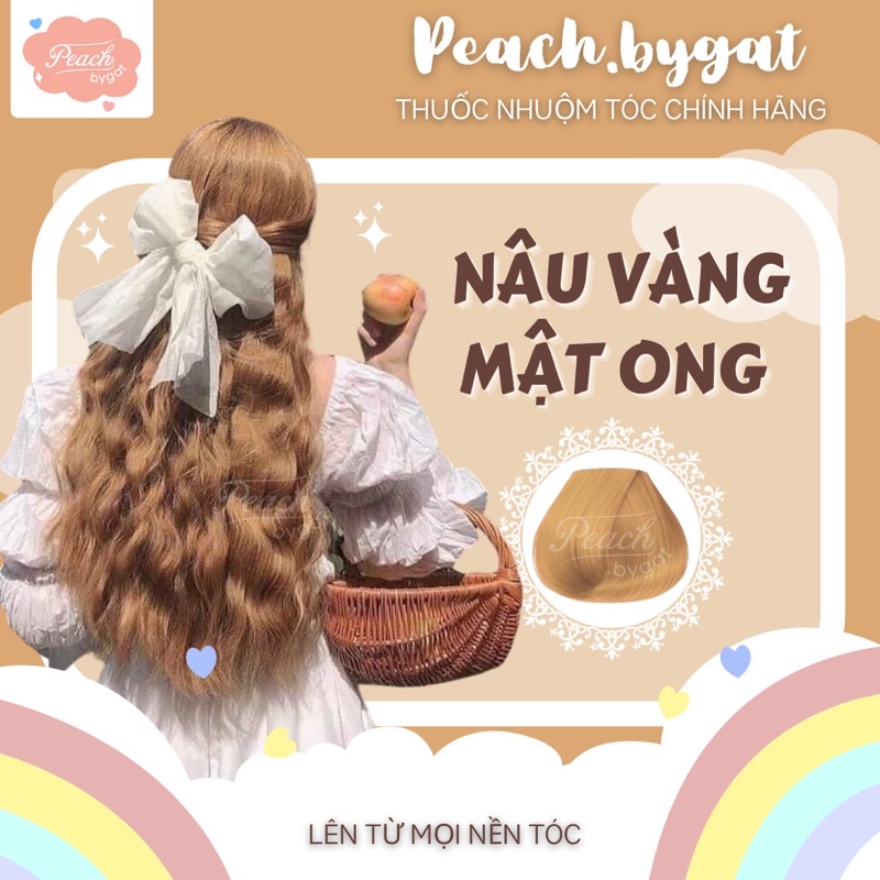 Thuốc nhuộm tóc NÂU VÀNG MẬT ONG không cần dùng thuốc tẩy tóc của Peach.bygat