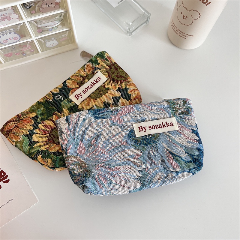 Túi Đựng Điện Thoại/Mỹ Phẩm/Tiền Xu mini Thêu Họa Tiết Hoa Xinh Xắn Thời Trang Cho Nữ