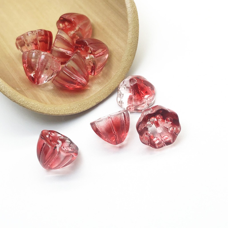 (5 cái)Nhụy hoa sen thủy tinh 8*11mm, Nguyên liệu làm trang sức cổ trang, Nguyên liệu diy