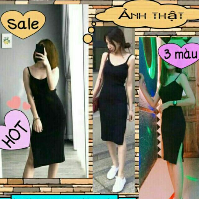 Đầm 2 Dây Cổ Tim Body Xẻ Dùi Vải Co Giãn Tốt | BigBuy360 - bigbuy360.vn