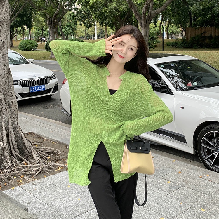 Áo Len Gân Mỏng Form Oversize LSEOUL A2380 Kiểu Basic Dễ Phối